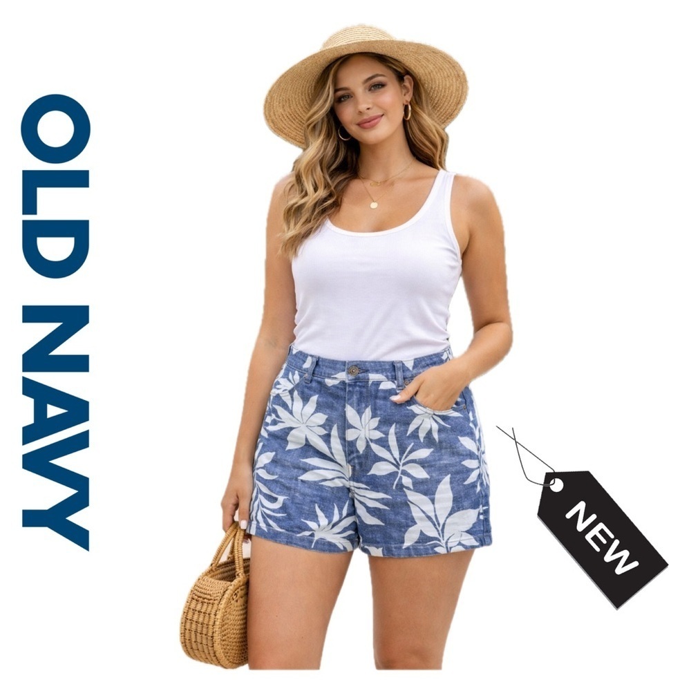 NWT Floral mid rise linen blend everyday shorts size 16